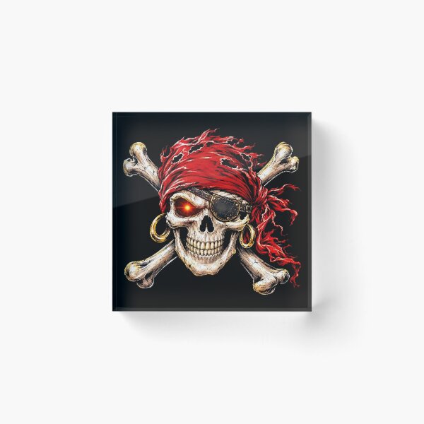 Item preview, Jolly Roger Pirate Skull with Red Bandana and Eyepatch designed and sold by Vermanartist.