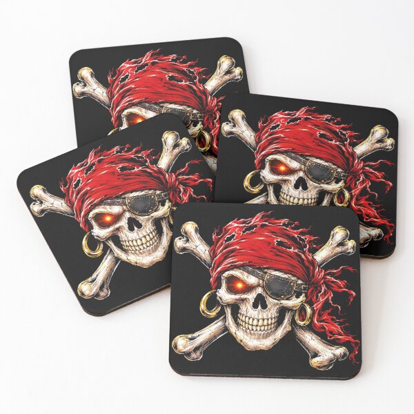 Item preview, Jolly Roger Pirate Skull with Red Bandana and Eyepatch designed and sold by Vermanartist.