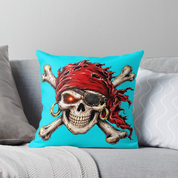 Item preview, Jolly Roger Pirate Skull with Red Bandana and Eyepatch designed and sold by Vermanartist.