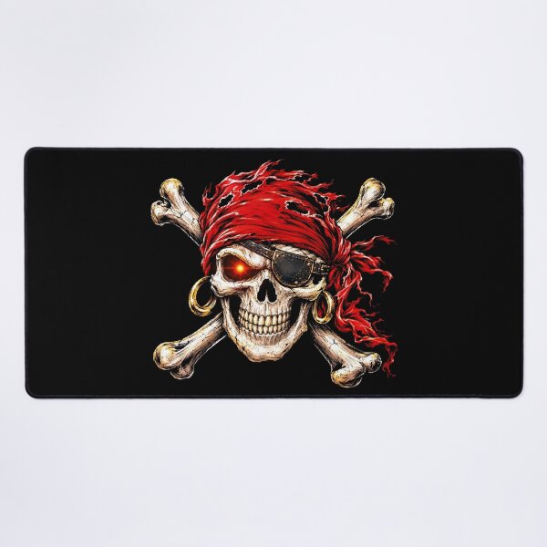 Item preview, Jolly Roger Pirate Skull with Red Bandana and Eyepatch designed and sold by Vermanartist.