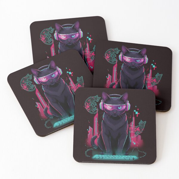 Item preview, Cyber Cat | Futuristic Neon Gaming Cat Cyberpunk Design designed and sold by PatsiRose.