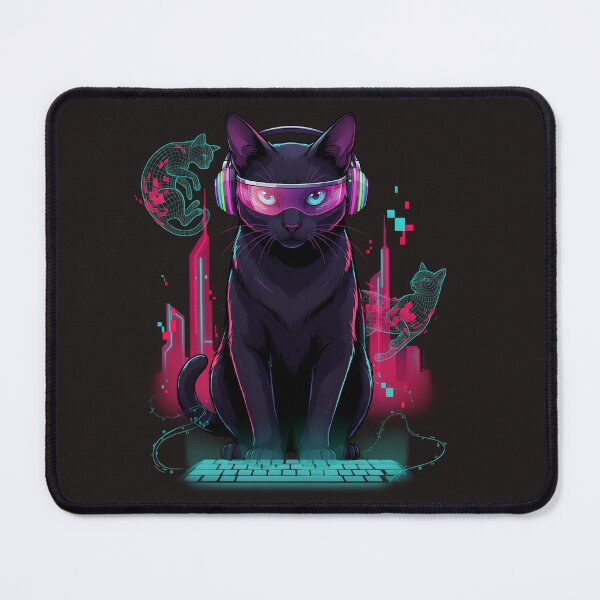 Item preview, Cyber Cat | Futuristic Neon Gaming Cat Cyberpunk Design designed and sold by PatsiRose.