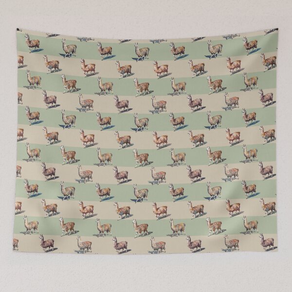 Item preview, Watercolor Llamas over Sage and Beige designed and sold by Lidra Zehcnas.
