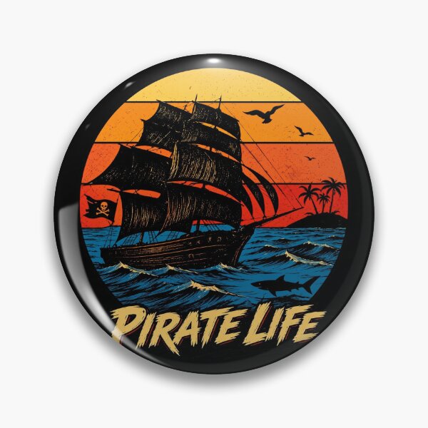 Item preview, Retro Sunset Pirate Ship Ocean Adventure Pirate Life designed and sold by Vermanartist.