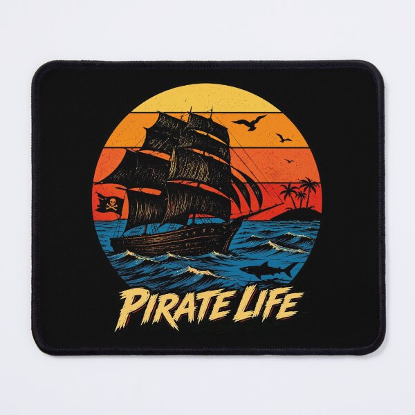 Item preview, Retro Sunset Pirate Ship Ocean Adventure Pirate Life designed and sold by Vermanartist.