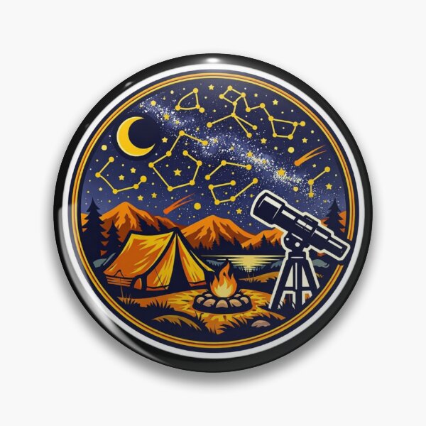 Item preview, Cozy Mountain Tent – Summer Constellations Badge designed and sold by Timeless Junction.