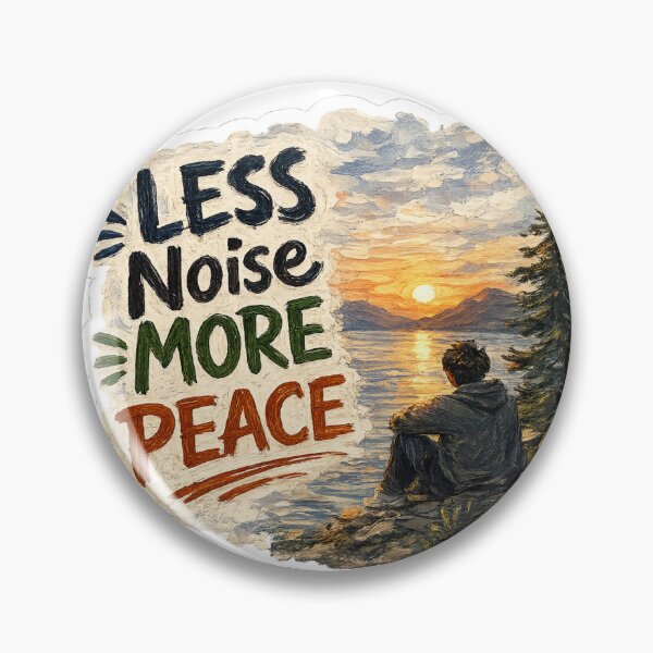 Item preview, Less Noise More Peace – Oil Painting Nature Sticker designed and sold by Genzfirevibes.