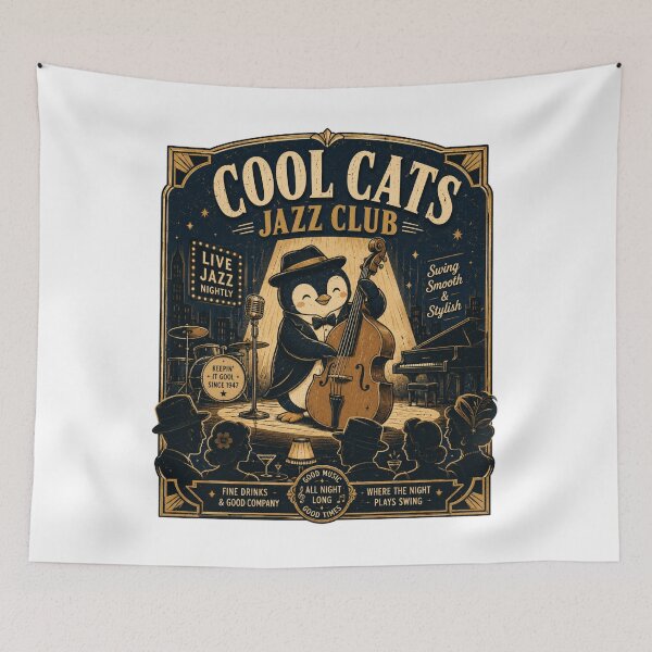 Item preview, Cool Cats Jazz Club Shirt | Vintage Penguin Jazz Music Tee | Retro Swing Band Graphic | Funny Music Lover Gift designed and sold by MaynyStudio.