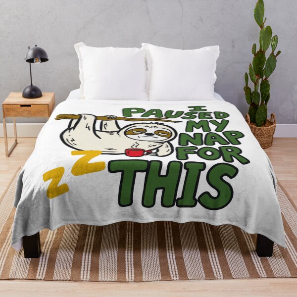 Item preview, I paused my nap for this funny sloth coffee humor quote designed and sold by ShahinurSobuj.