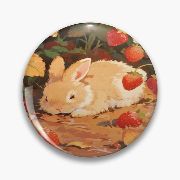 Item preview, Sleeping bunny Strawberry Patch Artwork  designed and sold by NivyasArtistry.
