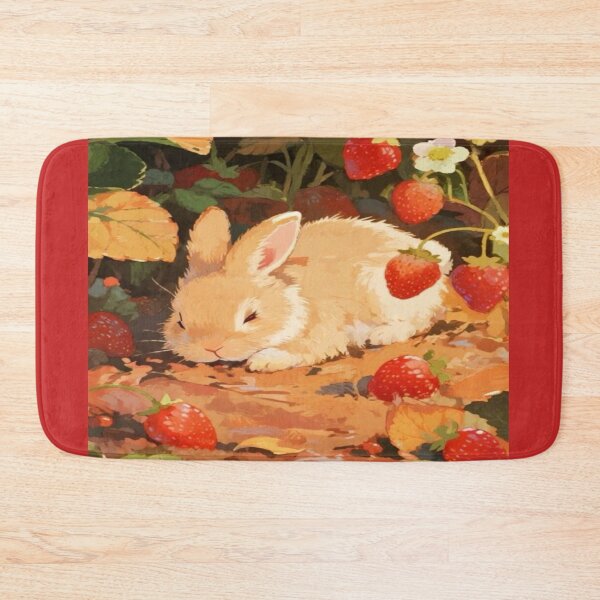 Item preview, Sleeping bunny Strawberry Patch Artwork  designed and sold by NivyasArtistry.