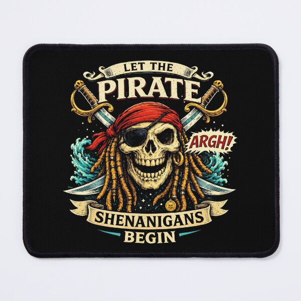 Item preview, Let The Pirate Shenanigans Begin Funny Vintage Skull designed and sold by Vermanartist.