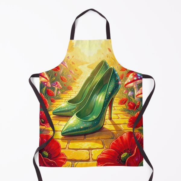 Item preview, Green Sparkling Stilettos on Yellow Brick Road – Poppy and Mushroom Fantasy Art designed and sold by EmeraldeaDesign.