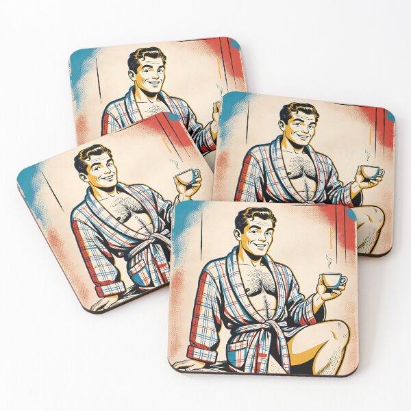 Item preview, Good Morning Retro Hunk in Bathrobe designed and sold by ZhivanCrimson.