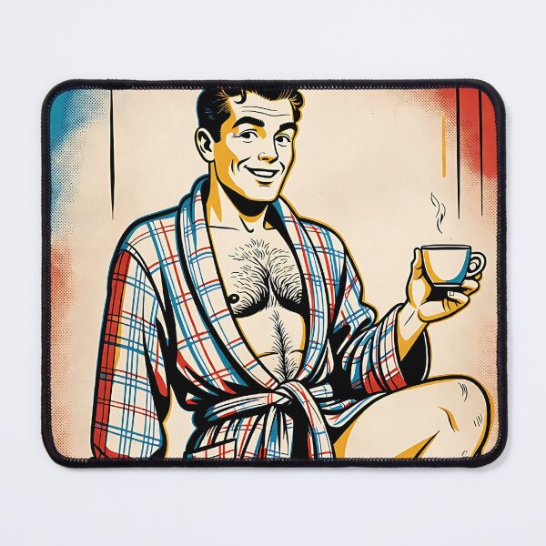 Item preview, Good Morning Retro Hunk in Bathrobe designed and sold by ZhivanCrimson.