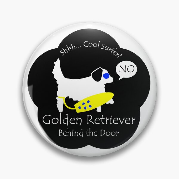 Item preview, Funny Golden Retriever Cool Surfer Behind the Door Black Base designed and sold by Na7nasColorShop.