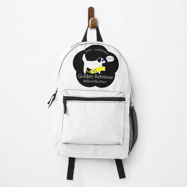 Item preview, Funny Golden Retriever Cool Surfer Behind the Door Black Base designed and sold by Na7nasColorShop.