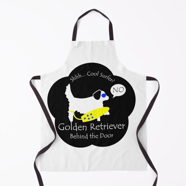 Item preview, Funny Golden Retriever Cool Surfer Behind the Door Black Base designed and sold by Na7nasColorShop.