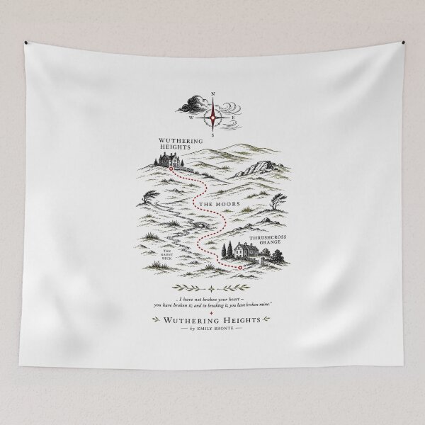 Item preview, Wuthering Heights Vintage Moors Map Gothic Fantasy Quote designed and sold by Fenay Designs.