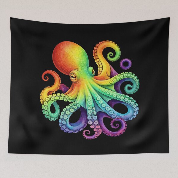 Item preview, Rainbow Octopus T-Shirt & Sticker – Colorful Ocean Creature Illustration, Vibrant Marine Life Art designed and sold by ZyxDes.