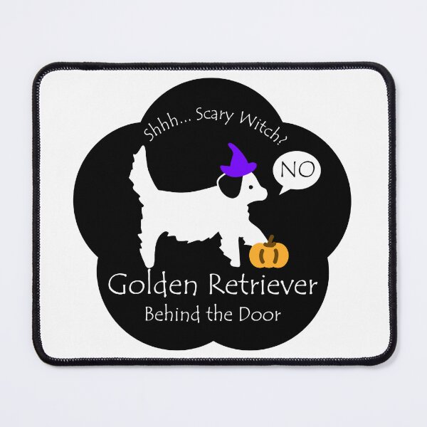 Item preview, Funny Golden Retriever Scary Witch Behind the Door Black Base designed and sold by Na7nasColorShop.