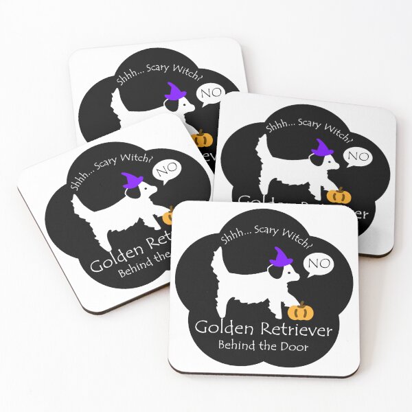 Item preview, Funny Golden Retriever Scary Witch Behind the Door Black Base designed and sold by Na7nasColorShop.