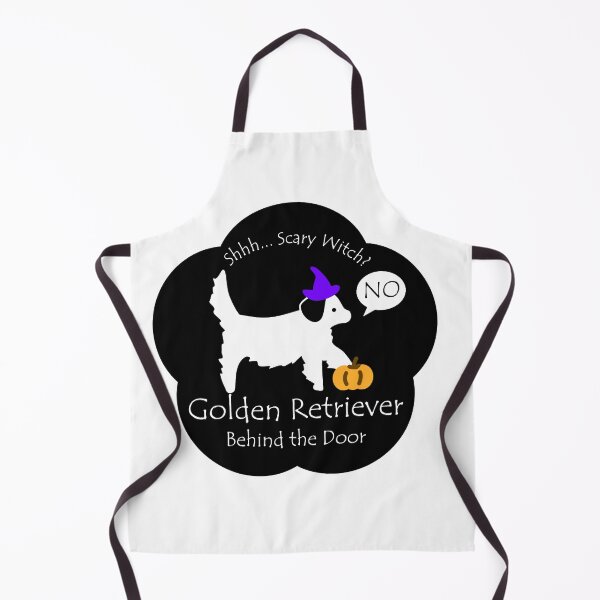 Item preview, Funny Golden Retriever Scary Witch Behind the Door Black Base designed and sold by Na7nasColorShop.