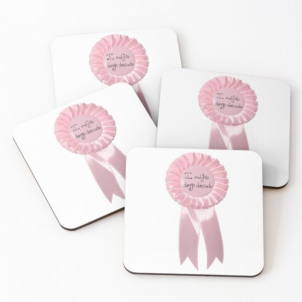 Item preview, "I might drop dead"- Pink Satin Rosette Badge designed and sold by DreamsPortal.