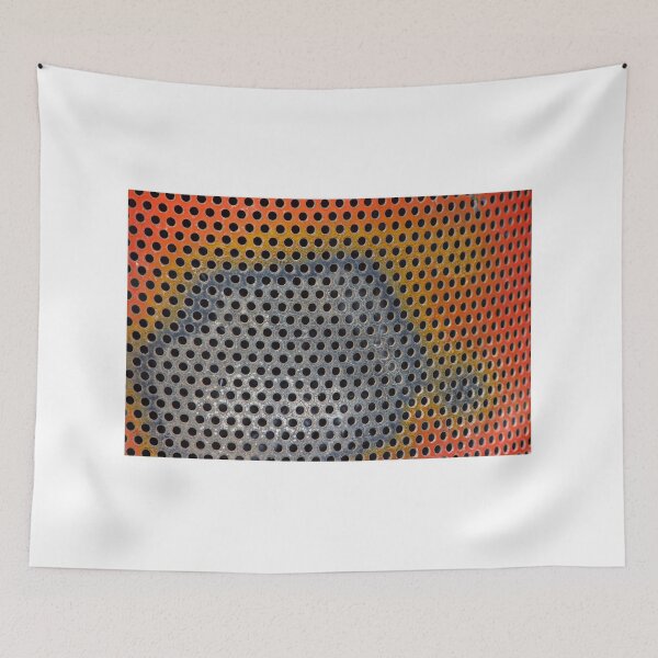 Item preview, Rusty Red Perforated Metal Panel With Circular Holes Abstract Industrial Texture designed and sold by Nmallia.