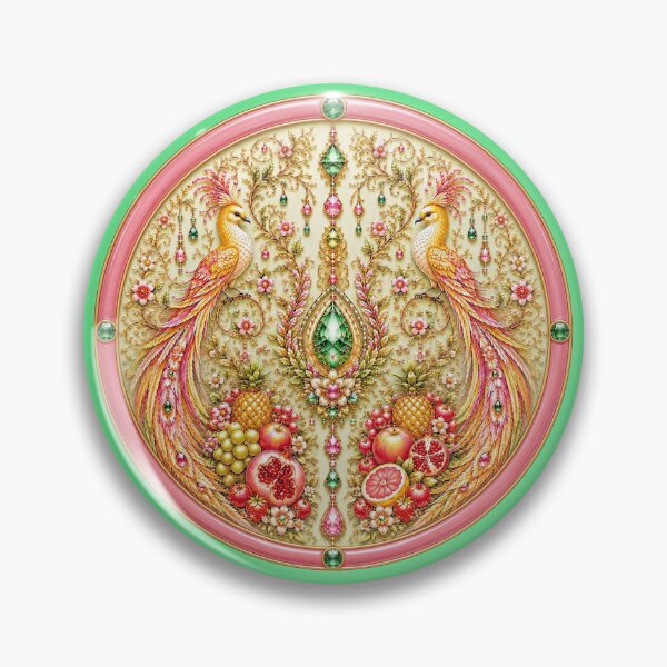 Item preview, Celestial Fruit Birds Medallion | Ornate Fantasy Art Nouveau designed and sold by sunbowjp stadio.