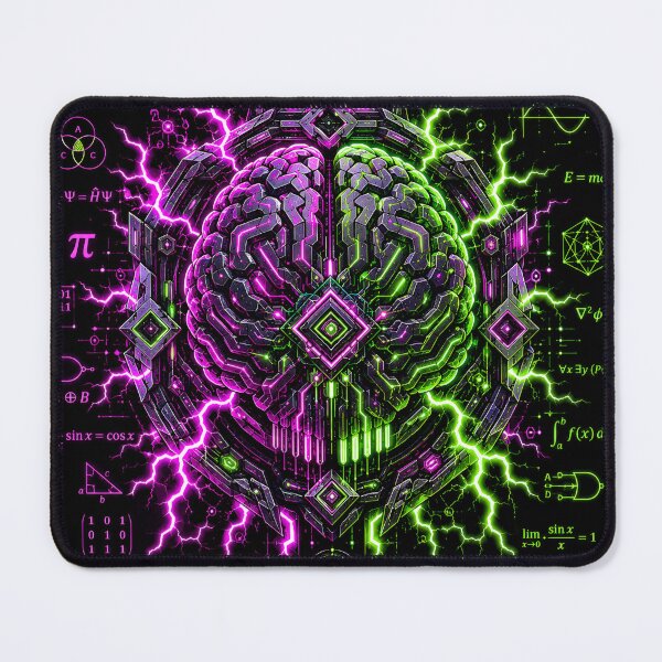 Item preview, Void Logic - Cybernetic Brain Mathematical Neon Lightning designed and sold by RiteshCenter .