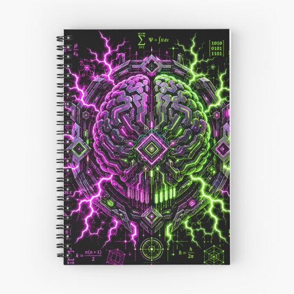 Item preview, Void Logic - Cybernetic Brain Mathematical Neon Lightning designed and sold by RiteshCenter .