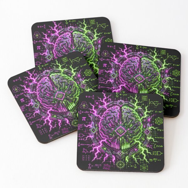 Item preview, Void Logic - Cybernetic Brain Mathematical Neon Lightning designed and sold by RiteshCenter .
