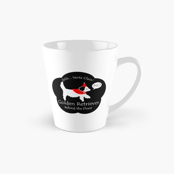 Item preview, Funny Golden Retriever Santa Claus Behind the Door Black Base designed and sold by Na7nasColorShop.