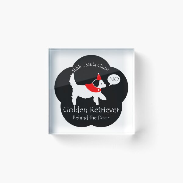 Item preview, Funny Golden Retriever Santa Claus Behind the Door Black Base designed and sold by Na7nasColorShop.