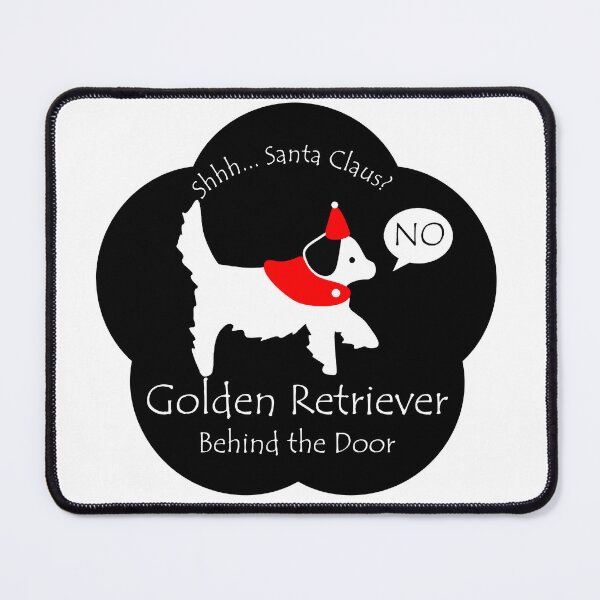 Item preview, Funny Golden Retriever Santa Claus Behind the Door Black Base designed and sold by Na7nasColorShop.