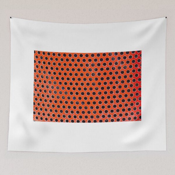 Item preview, Red Perforated Metal Pattern Close-Up Abstract Industrial Texture With Round Holes And Grunge Detail designed and sold by Nmallia.