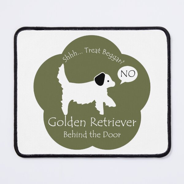 Item preview, Funny Golden Retriever Treat Beggar Behind the Door Khaki Base designed and sold by Na7nasColorShop.