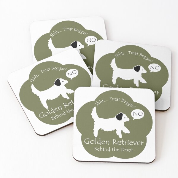 Item preview, Funny Golden Retriever Treat Beggar Behind the Door Khaki Base designed and sold by Na7nasColorShop.
