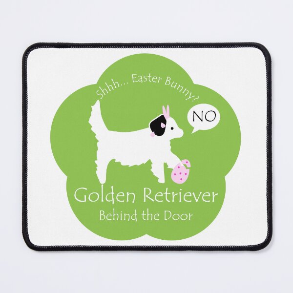 Item preview, Funny Golden Retriever Easter Bunny Behind the Door Green Base designed and sold by Na7nasColorShop.