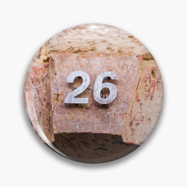 Item preview, Weathered Stone House Number 26 Over Arched Doorway On Rustic Masonry Facade designed and sold by Nmallia.
