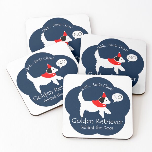 Item preview, Funny Golden Retriever Santa Claus Behind the Door Midnight Blue Base designed and sold by Na7nasColorShop.