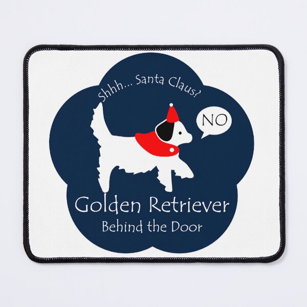 Item preview, Funny Golden Retriever Santa Claus Behind the Door Midnight Blue Base designed and sold by Na7nasColorShop.