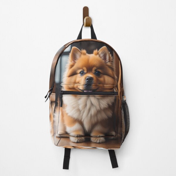 Item preview, Fluffy Pomeranian Spitz Puppy Smiling Wooden Interior Painting designed and sold by UmSkelig834.