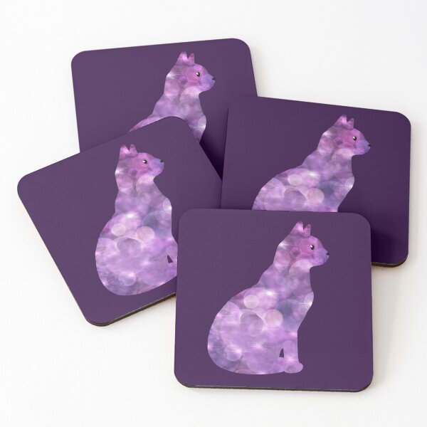 Item preview, Purple Galaxy Cat Silhouette with Bokeh Lights designed and sold by SweetLilith.