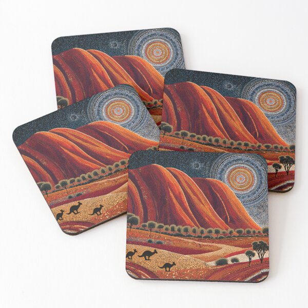 Item preview, Aboriginal Inspired Dot Art - Ayers Rock Uluru At Bright Night designed and sold by GrinGalore.