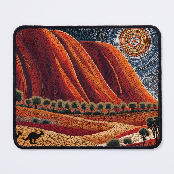 Item preview, Aboriginal Inspired Dot Art - Ayers Rock Uluru At Bright Night designed and sold by GrinGalore.