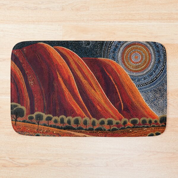 Item preview, Aboriginal Inspired Dot Art - Ayers Rock Uluru At Bright Night designed and sold by GrinGalore.