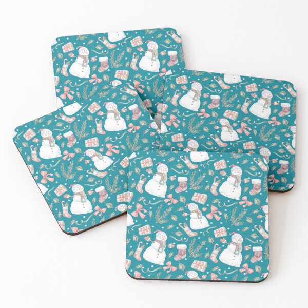 Item preview, Cute Watercolor Snowman Christmas Pattern | Seamless Holiday Pattern with Gifts, Stockings & Winter Greenery designed and sold by White Rabbit Design .