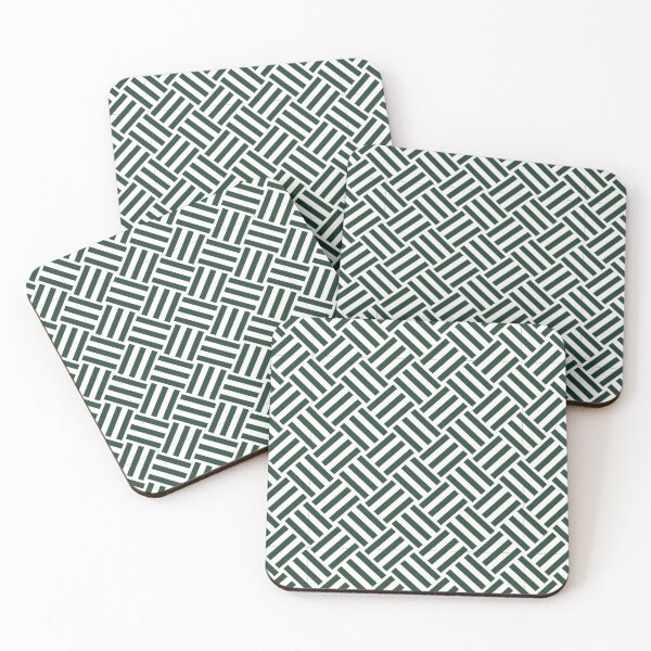 Item preview, White And Forest Green Basket Weave Pattern designed and sold by pattern-archive.